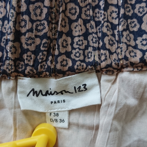 Maison 123 Button-Down Black Tan Ditsy Floral long Skirt size F 38/ US 8 - Picture 3 of 12